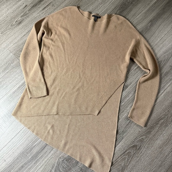 Eileen Fisher Sweaters - Eileen Fisher Tan Asymmetric Hem 100% Wool Tunic Sweater Size Petite PP